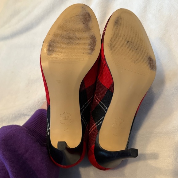 Talbots Pointed Toe Heels Tartan Heather Plaid Holiday Christmas Party - Picture 5 of 6